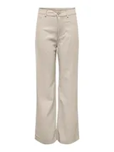 Pantalón de pierna ancha color beige, de tiro alto y corte recto.