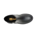 Botín Caterpillar Colorado Max Chelsea de cuero negro, con cierre de cremallera lateral y plataforma con suela dentada.