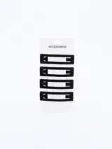Set de cuatro broches rectangulares para el pelo, color negro.
