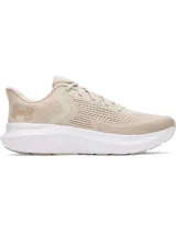 Championes Under Armour Charged Rogue 5 color beige con suela blanca, ideales para running.