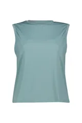 Musculosa sin mangas de corte holgado, color gris melange, ideal para actividades deportivas.