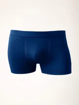 Boxer de microfibra azul sin costuras, confeccionado en poliamida y elastano.