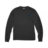 Remera negra de manga larga con logo de Etnies en el pecho y estampado de la mano gritando de Santa Cruz en la manga.