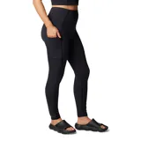 Calza deportiva negra de tiro alto, confeccionada en poliéster reciclado y elastano, con tecnología Omni-Wick™ y bolsillo lateral en la pierna.