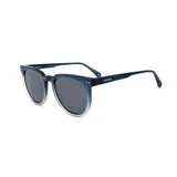 Lentes de sol con marco degradado azul y lentes grises.