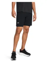 Short de running Under Armour Launch 7 2N1 para hombre, color negro con logo reflectivo en la pierna derecha.