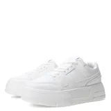 Zapatillas deportivas negras con plataforma, acordonadas.
