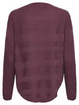 Sweater de punto color borgoña con cuello redondo y mangas largas.