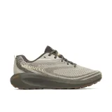 Zapatillas de running Merrell Morphlite para hombre, color gris con detalles en verde oliva, con capellada de jacquard, cordones y forro de malla reciclados, entresuela de espuma FloatPro™ y suela de goma adherente.