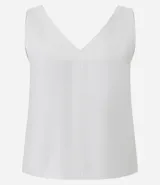 Musculosa sin mangas confeccionada en viscosa sostenible, con escote en pico y corte vertical.