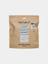 Calzoncillos tipo bóxer de algodón, color negro, con cintura elástica ancha que muestra la marca Carhartt WIP en blanco.