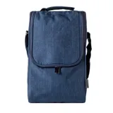 Morral matero de lona con correa ajustable, diseñado para transportar termo y mate, con costuras reforzadas.