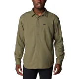 Camisa de manga larga Columbia Silver Ridge Lite para hombre, color verde oliva, con dos bolsillos frontales con cierre de botón, tecnología Omni-Wick para absorción de la humedad y protección solar UPF 50.