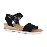Sandalias Skechers Desert Kiss color negro, con plataforma de yute y plantilla Memory Foam.