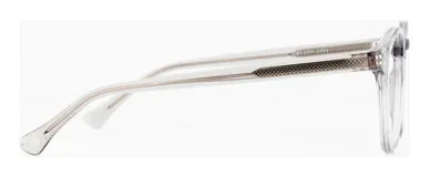 Armazón de acetato gris con forma ovalada y patillas antideslizantes.