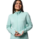 Campera polar Columbia con cierre frontal, bolsillos laterales con cierre y orificios para pulgares.