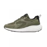 Championes Lacoste L003 Evo color verde oliva con detalles en negro y blanco.