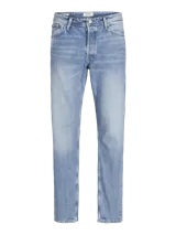 Jean de tiro alto con corte relaxed, de cinco bolsillos y cierre con cremallera.