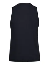 Musculosa gris de Under Armour con logo grande en el pecho y nombre de la marca debajo.