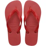 Ojotas Havaianas Top de goma color rojo con textura en la plantilla y tiras con diseño en relieve y logo de la marca.