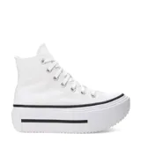 Championes Converse CTAS Lift Double Stack HI de caña alta, color blanco, con plataforma doble y detalles en negro.