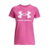 Remera deportiva Under Armour color fucsia con logo blanco estampado en el frente.