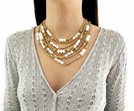 Collar mil vueltas perla y cadena
