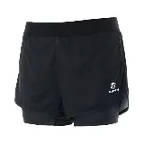 Short deportivo Topper Training 2 in 1 para mujer, color negro con logo blanco en la pierna.