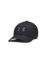 Gorra negra ajustable con tecnología UA Storm que repele la lluvia y logo de Under Armour en el frente.