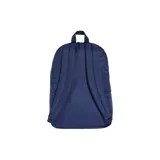 Mochila Adidas Classic 3 Barras Logo, color azul marino con logo de Adidas en blanco. Tiene un compartimento principal con cierre, un bolsillo frontal con cierre, dos bolsillos laterales sin cierre y correas acolchadas ajustables.
