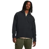 Campera negra con cierre frontal, diseño cómodo y detalles reflectantes, ideal para actividades deportivas.