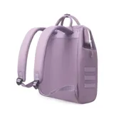 Mochila maternal Cabaia modelo Agde color lila, con material vegano repelente al agua. Incluye bolsillo frontal aislado, clips y mosquetones para cochecitos, apertura gran angular, bolsillo exterior, bolsillo interior grande con velcro y 5 bolsillos interiores elásticos.