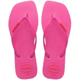 Ojotas Havaianas Slim Square Logo Pop color fucsia, con logo en las tiras.