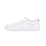 Zapatillas Vans Lowland blancas de cuero con logo lateral en forma de V.