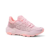 Championes deportivos rosas con suela blanca y tecnología memory foam.