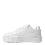 Zapatillas deportivas blancas con plataforma y cordones. Diseño minimalista y suela track.