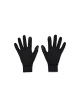 Guantes negros Under Armour Storm Liner, ligeros y ajustados, ideales para correr en climas frescos o como capa base bajo otros guantes en climas fríos.