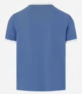 Remera deportiva de algodón blanca, corte baby tee, con cuello redondo y mangas cortas con rib en color borgoña. Estampa frontal con el número 86 en tipografía grande.