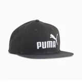 Gorra Puma color gris oscuro con logo Puma N°1 bordado en blanco en el frente. Tiene visera plana y cierre snapback ajustable.