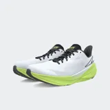 Championes Altra Experience Flow, color blanco con detalles en negro y suela verde flúor, ideales para running.