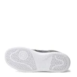 Championes New Balance modelo 080, color negro con detalles en blanco, con logo "N" en los laterales y suela blanca.