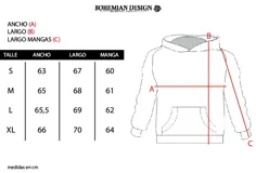 Canguro negro de algodón con capucha, corte oversize y bolsillo tipo canguro. Estampa bordada en el pecho con la palabra "BOHEMIANDESIGN".