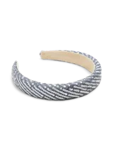 Vincha con detalles de lentejuelas en color gris, diseñada para añadir un toque brillante y elegante.