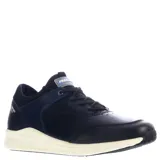 Zapato de hombre color blanco con detalles en azul, diseño cómodo y versátil, ideal para uso diario.
