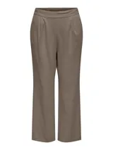 Pantalón de pierna ancha color marrón, de tiro medio y con bolsillos laterales.