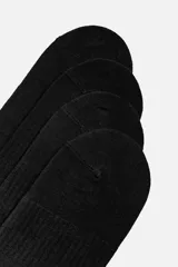 Pack de cuatro pares de calcetines tobilleros tejidos con mezcla de algodón y acabado en rib. Color negro.