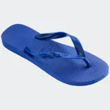 Ojotas Havaianas Top color blanco, con suela de goma y tiras con diseño de espiga.