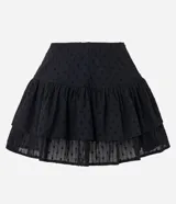 Short pollera negro con textura y volados dobles.