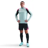 Abrigo deportivo Nike Dri-Fit Strike Dril Top para hombre, de manga larga, color celeste con detalles en negro y fucsia. Incluye logo de Nike en el pecho.