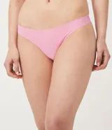 Kit de dos bombachas tipo bikini hilo, una negra y otra rosada, confeccionadas en microfibra con corte láser.